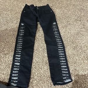 Very cute black lace up side jeans